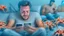 Placeholder: guy in bliss while watching censored videos on smartphone surrounded by tiny crabs