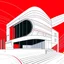 Placeholder: Draw an lineal illustration of a red and white country house, oval and round shapes, modern, minimalist style, ultra quality, detailed, Zaha Hadid style, Zaha Hadid style