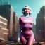 Placeholder: Realistic image, retro sci-fi, portrait, waist up view, blonde woman, sweet Marylin Monroe face, perfect iris, glow eyes. tight lycra tights suit. Retro Futuristic city, cars flying. epic style, vibrant color, highly detailed, unreal engine 5, ray tracing, RTX, lumen lighting, ultra detail, volumetric lighting, 3d, finely drawn, high definition, high resolution.