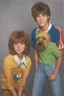 Placeholder: full color image, 1980's yearbook photo, teenager, Shaggy and Scooby Doo, 14 years old, photorealistic, --ar 9:16 --style raw