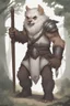 Placeholder: Dnd a young bugbear with WHITE fur and leather armor