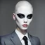 Placeholder: a close up of a person wearing a suit and tie, inspired by James Bolivar Manson, tumblr, neo-dada, elle fanning as an android, white scary skin, symmetrical face and full body, sanja stikovic, hitman, hairless, human-animal hybrid, white facepaint, slender woman, reza afshar, horror photography, with slender, shot with Sony Alpha a9 Il and Sony FE 200-600mm f/5.6-6.3 G OSS lens, natural ligh, hyper realistic photograph, ultra detailed -ar 1:1 —q 2 -s 750)