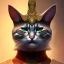 Placeholder: Character design, anthropomorphic cat dressed as a Shaolin, dark, evil, furious, epic, intricate details, finely detailed armor, silver, golden