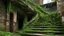 Placeholder: Nature has reclaimed this artificial space, allowing vegetation to grow over the stone staircase and spread throughout the abandoned brick structure, even filling its interior spaces. This symbolizes nature's resilience and its eventual triumph over human endeavors. It suggests that even the most robust constructions will succumb to the forces of nature if left unattended, highlighting the impermanence of human creations in the face of time and the constant growth of the natural world.