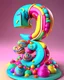 Placeholder: the number 32, 3d rendering, candyland, colorfully vibrant, high quality, delicious