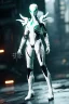 Placeholder: Cyborg symbiote, white color, green color, tendrils, high tech, cyberpunk, biopunk, membrane wings, carbon fiber