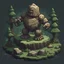 Placeholder: Stone magic golem, round shaped pixelart magic forest