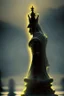 Placeholder: nephilim watcher chess piece buildt of by yellow stones misty trending, depth of field, backlit