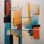 Placeholder: abstract acrylic painting with interesting rectangle shapes and straight lines