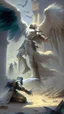 Placeholder: angel reaching a dead paladin, battlefield in the background