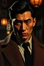 Placeholder: exceedingly handsome Japanese 1940s man detective noir