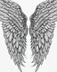 Placeholder: realistic angel wings tattoo idea, line art, background, vector, svg, black outline on white background, leave plenty of white space beetween lines for coloring, tattoo style, tattoo idea,full body