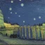 Placeholder: Drawing of a city at night Vincent van Gogh style