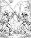 Placeholder: Sword Fight Showdown: Create an intense coloring page featuring a dramatic sword fight showdown between pirates, challenging artists to capture the energy of the battle.