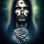 Placeholder: perfect long-haired male Vampire, perfect eyes, full tattoos of roses art and trees extending past face and morphing into galaxy, 8k resolution, high-quality, fine-detail, intricate, digital art, volumetric lighting