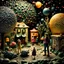 Placeholder: Detailed people, street made of modeling clay and felt, village, stars, galaxy and fog, planets, moon, volumetric light flowers, naïve, Henri Rousseau, strong texture, extreme detail, Yves Tanguy, decal, rich moody colors, sparkles, Harry Potter, bokeh, odd, shot on Ilford