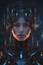 Placeholder: A hyper-realistic, A female android with a combination of organic and mechanical parts, illuminated by a neon-lit night sky., Photo Real, 64k