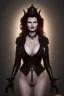 Placeholder: Geena Davis as evil queen in black leather, leather, busty, cleavage, angry, rage, stern look. character design by cory loftis, fenghua zhong, ryohei hase, ismail inceoglu and ruan jia. unreal engine 5, artistic lighting, highly detailed, photorealistic, fantasy