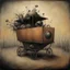 Placeholder: Surreal style by Hannah Hoch and Stephen Gammell and Pawel Kuczynski, decay and distrust plague cart, warm colors, and cold hues eerie, neo-surrealism, creepy, concept art