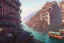 Placeholder: close up train+Elevated train+riomaggiore corner building+Italian colourful sea village +alphonse mucha, greg rutkowski,matte painting, cryengine, hyper detailed, felix kelly, fantasy art, seb mckinnon