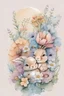 Placeholder: A high-quality watercolor style of a bundle flowers surrounding a cute baby and smiley bunny