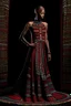 Placeholder: beaded Elegance: A floor-length gown adorned with intricate Maasai beadwork, forming geometric patterns along the bodice and cascading down the skirt.