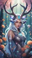 Placeholder: Huge Monster Multiarms, six arms, hoodie, cover face, crystal sword, crystals arm, galaxy face, solo leveling shadow artstyle , high details, intricate details, highly detailed.a whimsical, forest-dwelling "Dream Faun". With an enchanting appearance adorned in floral motifs and antler-like horns, she embodies grace and innocence. As a mage-jungler, her abilities center on dreams, weaving magic to damage and control her foes, reflecting her connection to nature.