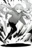 Placeholder: running girl, greyscale