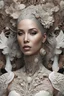 Placeholder: complex 3d render ultra detailed of a beautiful porcelain profile kim kardashians face , biomechanical cyborg, analog, 150 mm lens, beautiful natural soft rim light, big leaves and stems, roots, fine foliage lace, colorful details, massai warrior, Alexander Mcqueen high fashion haute couture, pearl earring, art nouveau fashion embroidered, steampunk, intricate details, mesh wire, mandelbrot fractal, anatomical, facial muscles, cable wires, microchip, elegant, hyper realistic, ultra detailed, oct