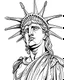 Placeholder: New York City Statue of Liberty Face coloring page, full body (((((white background))))), only use an outline., real style, line art, white color, clean line art, white background, Sketch style.