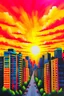 Placeholder: sunset in a city painting