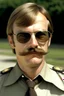 Placeholder: jeffrey dahmer in sheriff uniform with sunglasses and mustache teen