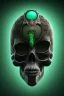 Placeholder: green alien, head, evil, black eyes, weapons, blood, 8k, finely detailed, photo realistic, HR Giger style turquoise skull head red Mohak Mexican alien moon skeleton sombrero Blackground