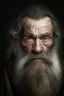 Placeholder: portrait of an elderly dwarf, severe look, very dark eyes, pronounced cheekbones, square jaw, long curly beard,