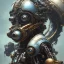 Placeholder: a beautiful full frame portrait digital painting of futuristic gaspunk robot, wide angle view, close-up, macro lens, centered camera, titanium accents, intricate details, small minutiae, tiny features, particulars, colorful, 8k, least ambient occlusion, volumetric lighting, volumetric clouds