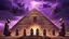 Placeholder: Hyper Realistic 5 Alien-Pharaohs guarding a prehistoric-pyramid with their galactic-weapons in-perfect-symmetrical-order & ancient ruins behind them with purple-cloudy-sky at dark-heavy-rainy-night giving dramatic & cinematic ambiance