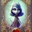 Placeholder: extrem tim burton style and disney style of an old and extrem malicious stepmother, sharp focus, sneaky eyes