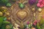 Placeholder: Tropical flowers,heart drawing, crystals, tropical leaves, sacred altar, Fantasy temple