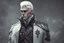 Placeholder: A white masculine human with medium white hair. A Lot of Battle Scars. Full body. Black Military Outfit. HD