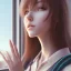 Placeholder: Anime, female student studying by the window,perfect face, cool face, ultra detail, unreal engine 5, cinema4d, sun light, studio lighting --ar 1:1 --v 4