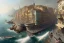 Placeholder: Elevated Train pass+trains+ corner building on sea+riomaggiore+genoa street+turin+Italian medieval town+Italian city+alphonse mucha, greg rutkowski,matte painting, cryengine, hyper detailed, felix kelly, fantasy art, seb mckinnon