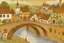 Placeholder: A light brown village with a bridge designed in Mehndi design painted by Georges Seurat