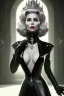 Placeholder: Constance Langdon as evil queen in black leather, busty, cleavage, angry, stern look. character design by fenghua zhong. unreal engine 5, artistic lighting, highly detailed, photorealistic, fantasy