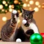 Placeholder: new year cat playing with balls