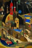 Placeholder: A brownish black underground mine with a bomb factory designed in Scandinavian folk art painted by Wassily Kandinsky