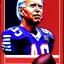 Placeholder: Full view Joe Biden as a football player trading card helmet, NFL logo