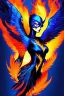 Placeholder: dark, blue phoenix, flaming wings, beautiful, smooth, flying, graceful