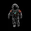 Placeholder: floating cartoon astronaut from the 2000's, on black background