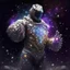 Placeholder: A battle suit made of galaxies and stars with a glove that has seven endless stones