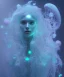 Placeholder: machine cover art arms plastic bag skin multiple studio lighting future bass girl unwrapped statue bust curls of hair petite lush front side view body unfolds photography mode curly jellyfish lips art contrast vibrant futuristic fabric skin jellyfish material metal veins style of jonathan zawada, thisset colours simple background objective